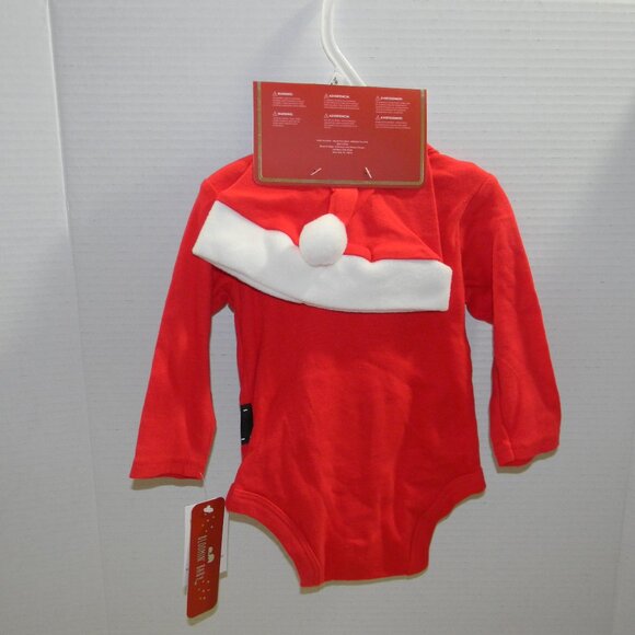 Bloomin' Baby Christmas Bodysuit Hat Socks Set 3-6 Months NWT Red Santa Suit - Picture 2 of 5